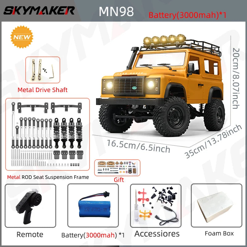 1:12 Scale Land Rover Defender Remote Control Rock Climber 4WD
