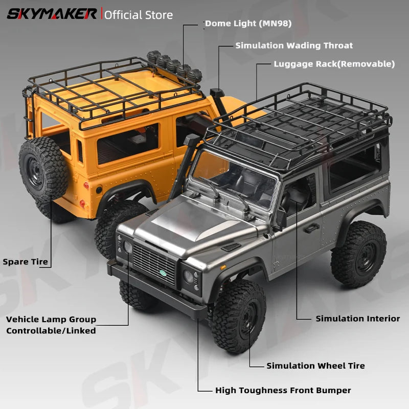 1:12 Scale Land Rover Defender Remote Control Rock Climber 4WD