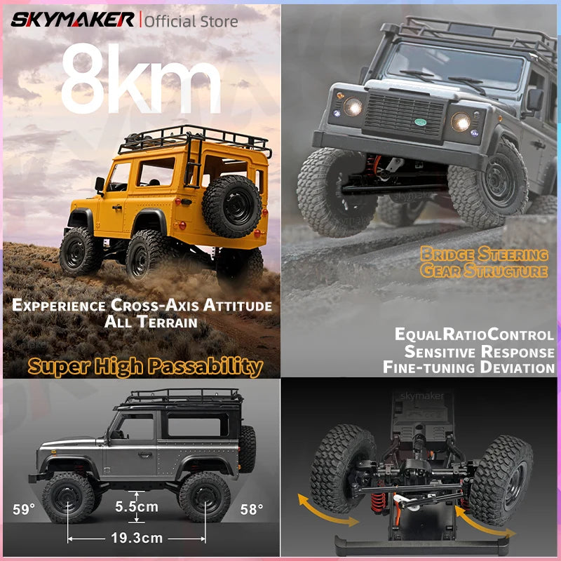 1:12 Scale Land Rover Defender Remote Control Rock Climber 4WD