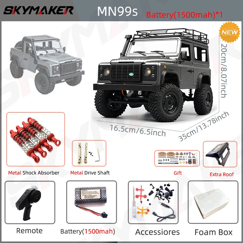 1:12 Scale Land Rover Defender Remote Control Rock Climber 4WD