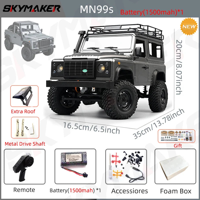 1:12 Scale Land Rover Defender Remote Control Rock Climber 4WD