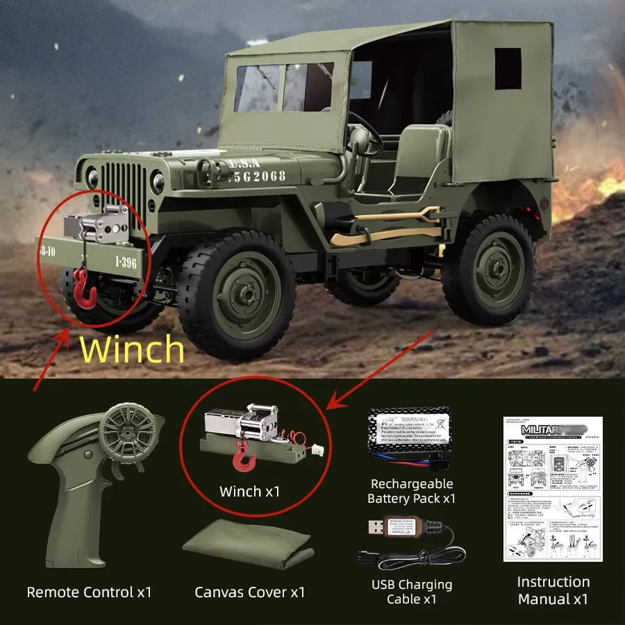 1:10 Scale Military Jeep Remote Control 4WD